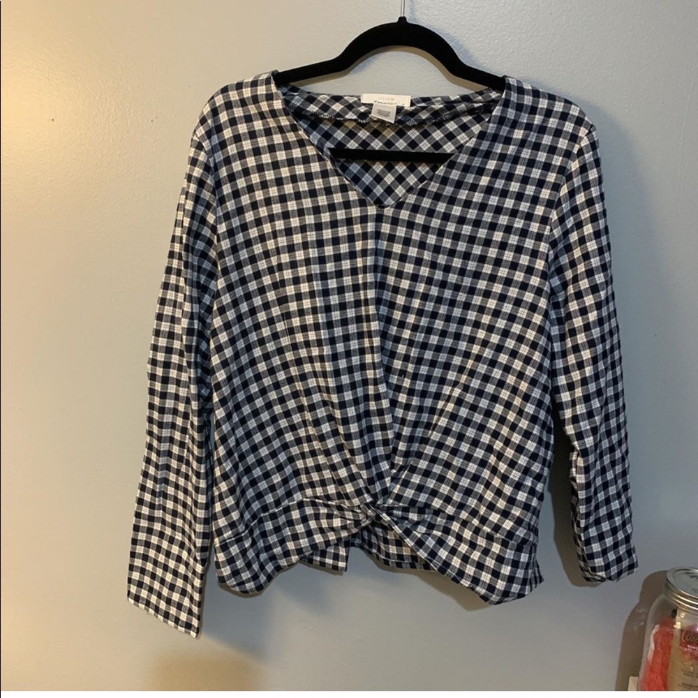TjMaxx Black Gingham Twist Top